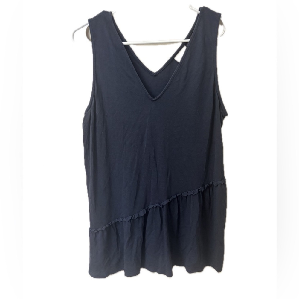 Dolan Left Coast Collection Navy V-Neck Peplum Tank Top Size M Boho Relaxed